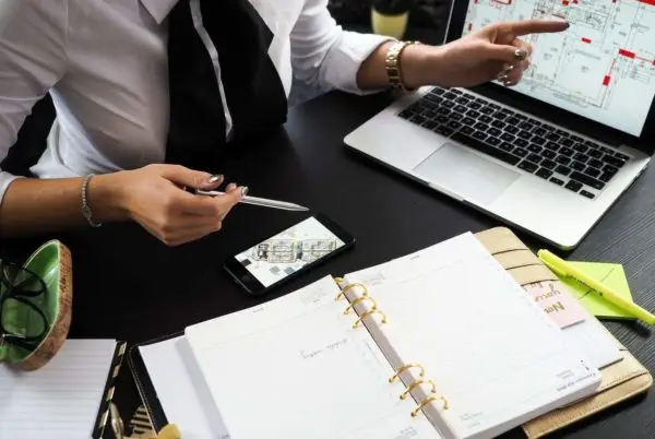 Case Study - woman showing chart on laptop